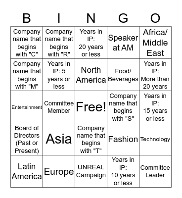 AM2019 In-House Bingo - "Meet Someone From..." Bingo Card