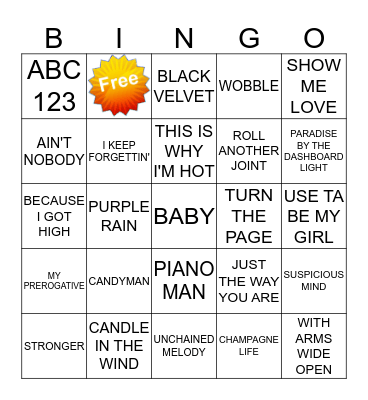 KAMIKAZI KARAOKE 5-1- (3) Bingo Card