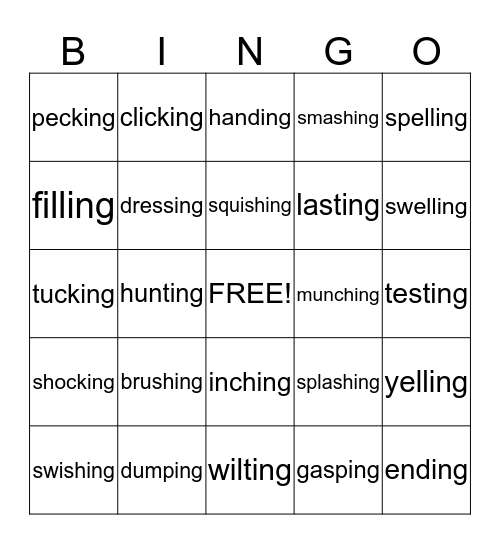 "ing" ending! Bingo Card