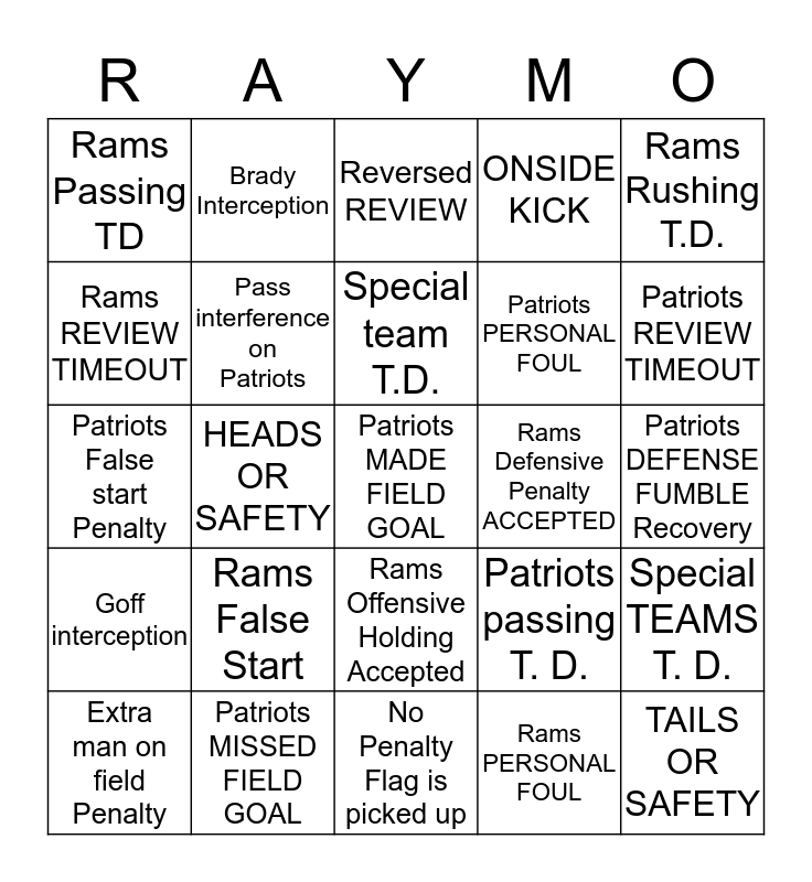 Go Pack Go Bingo Card