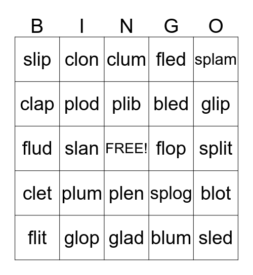 l-blends Bingo Card