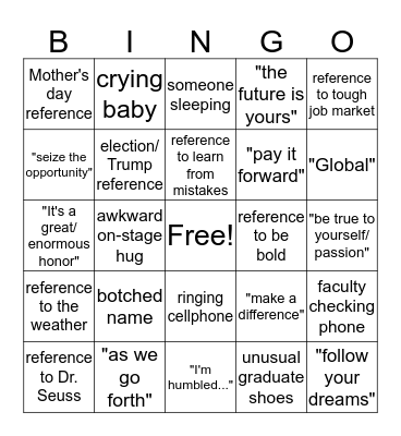 ITEP GRADUATION Bingo Card