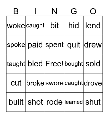 Irregular Verbs! Bingo Card