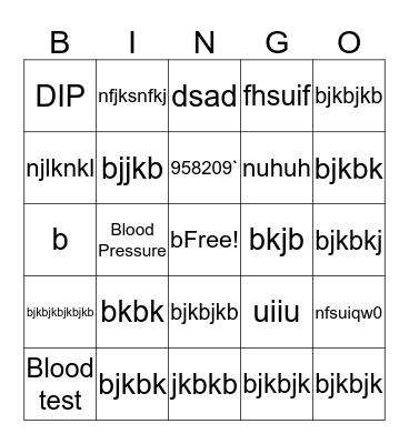 Health Screening Bingo Card