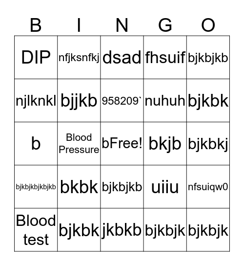 Health Screening Bingo Card