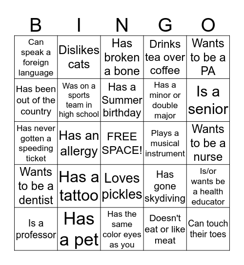 BINGO time! Find someone who: Bingo Card