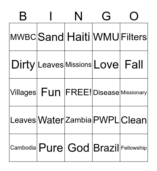 Fall Frolic Bingo Card