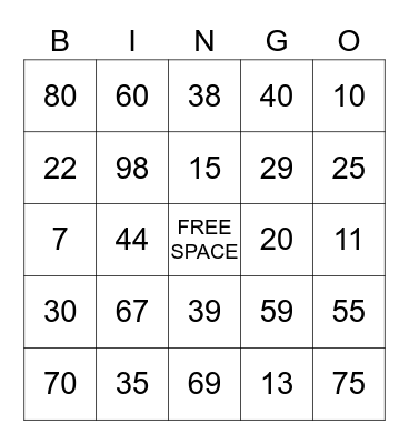 Bingo Card