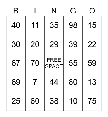 Bingo Card