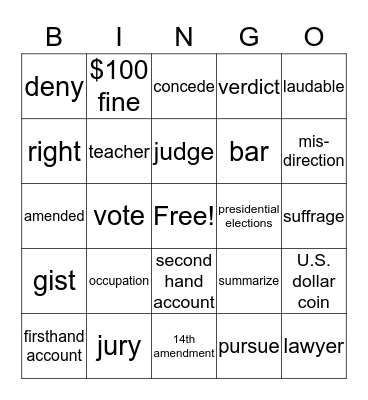 Susan B. Anthony Bingo Card