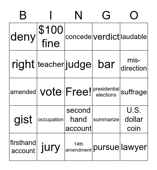 Susan B. Anthony Bingo Card