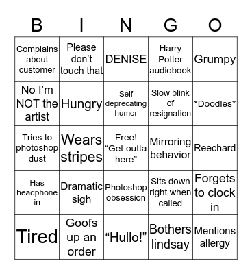 Kira Bingo Card