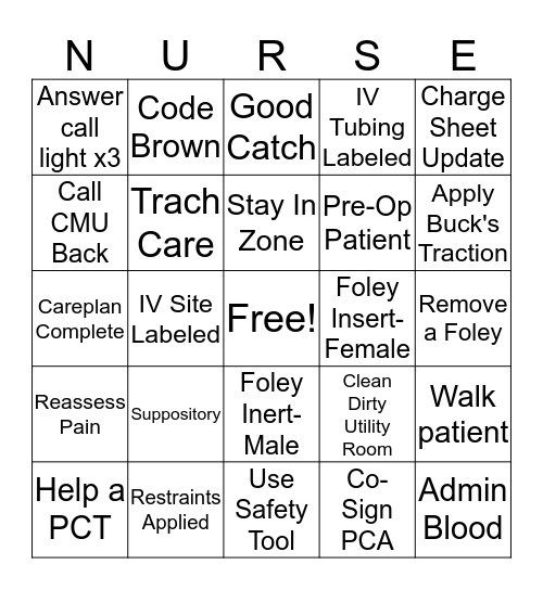 NURSES' WEEK Bingo Card
