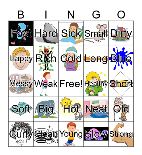 Adjective Bingo Card