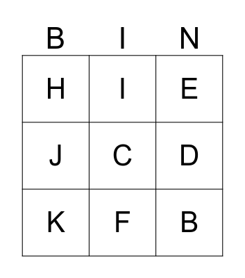 Phonics Bingo Card