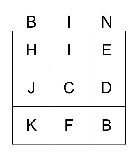 Phonics Bingo Card