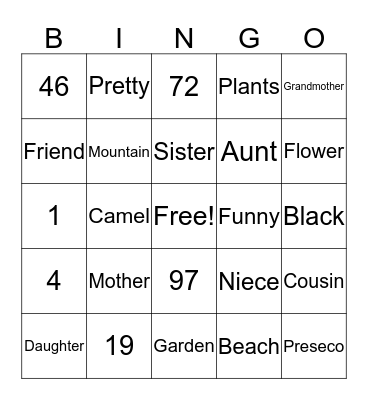 Jean Bingo Card