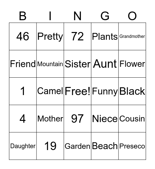 Jean Bingo Card