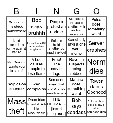 Tempest 2: The Retempesting Bingo Card