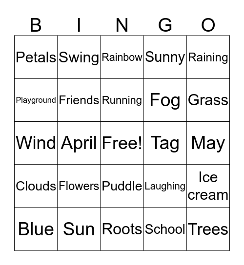 Spring  Bingo Card