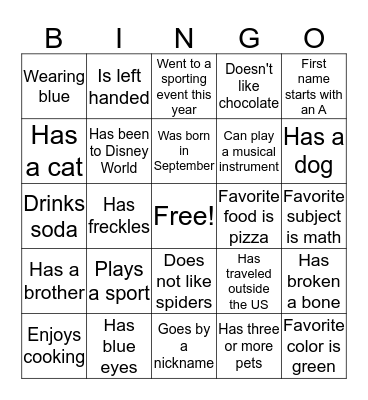 RYC Icebreaker Bingo Card