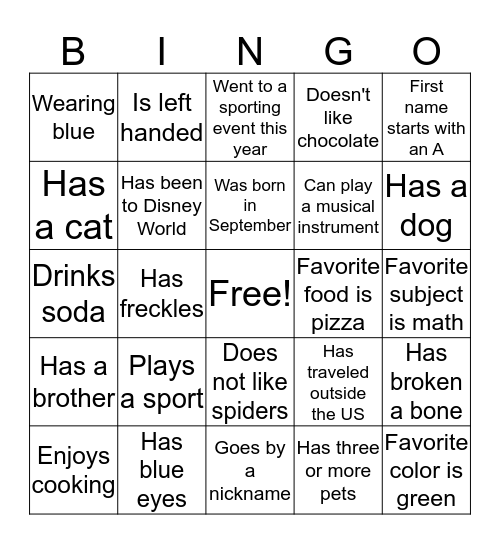 RYC Icebreaker Bingo Card