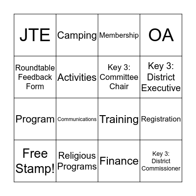 Name:____________________ Return to Registration, when complete, to be eligible for prizes Bingo Card