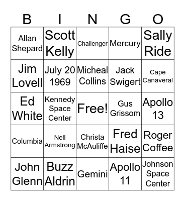 Astronauts Bingo Card