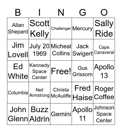 Astronauts Bingo Card