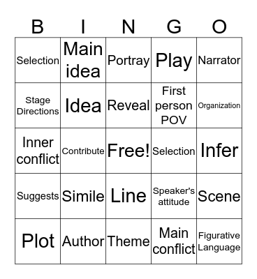 Test Vocabulary Bingo Card