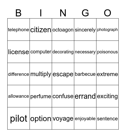 Bingo Card