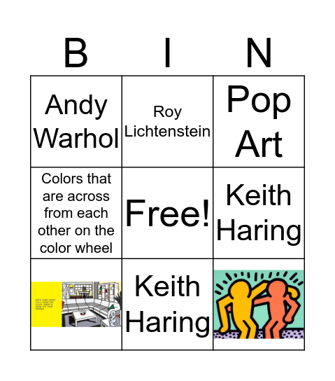 Pop Art  Bingo Card