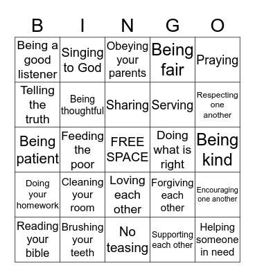 BIBLE BINGO Card