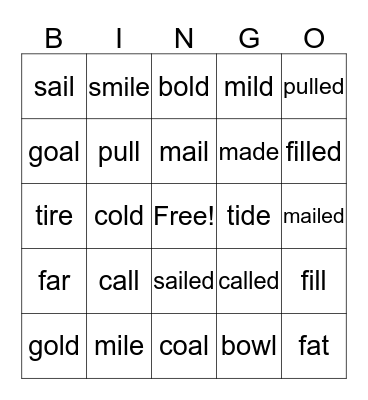 Units 10-11 Words Bingo Card