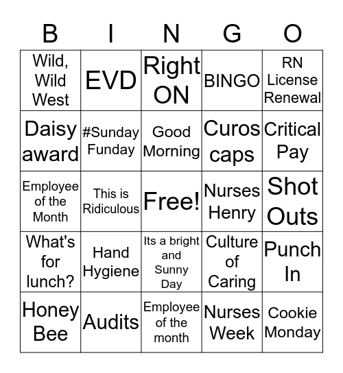 Nurses Week BINGO! Bingo Card