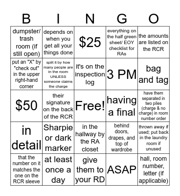 EOY HALL CLOSING! Bingo Card