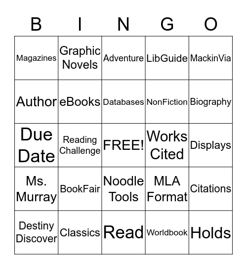 Library Bingo Card
