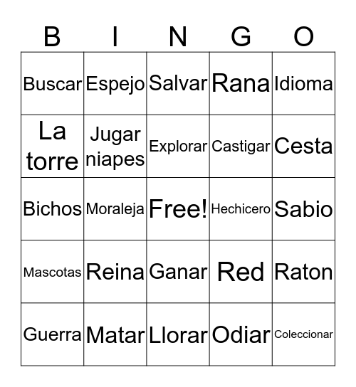 Spanish Bingo Card