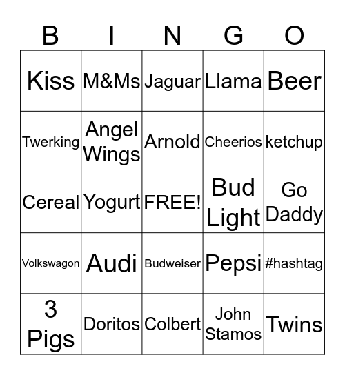 Super Bowl XLVIII Bingo Card