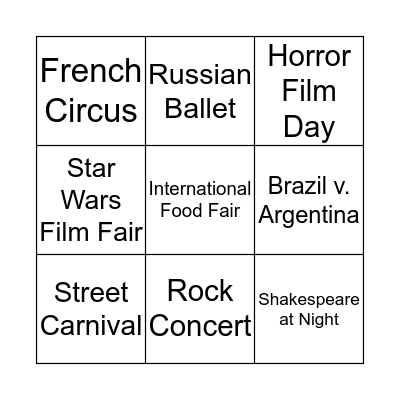 What are you going to do in London?  Bingo Card