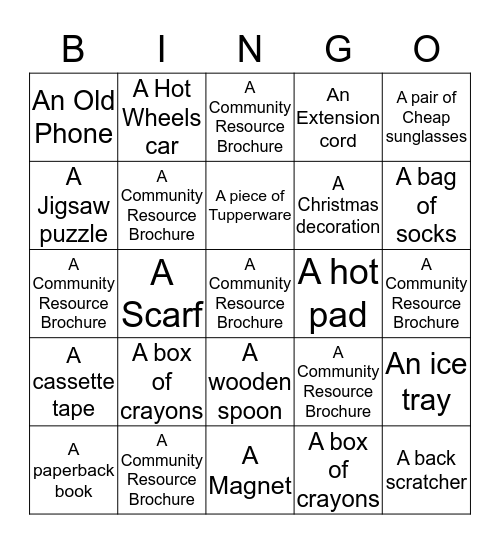 Garage Sale Bingo Card