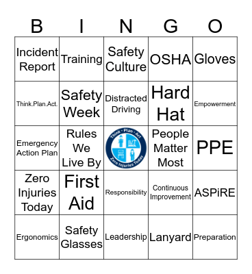 Safety Week  Bingo Card