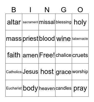 FIRST COMMUNION Bingo Card