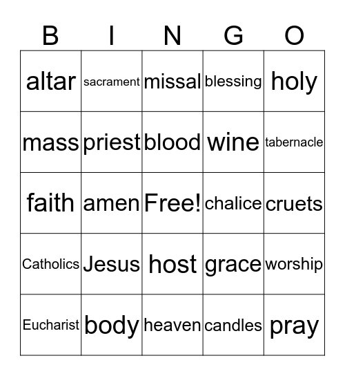 FIRST COMMUNION Bingo Card