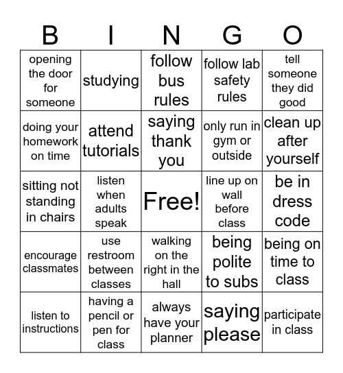 4 Be Bingo Card