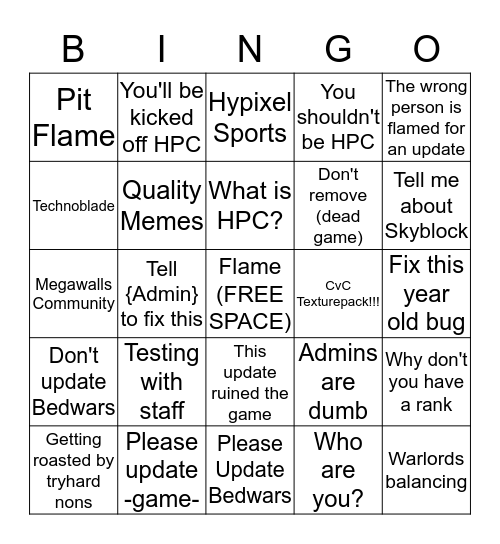 HPC BINGO Card