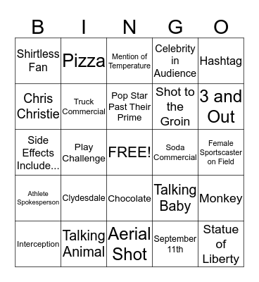 Super Bowl XLVIII Bingo Card
