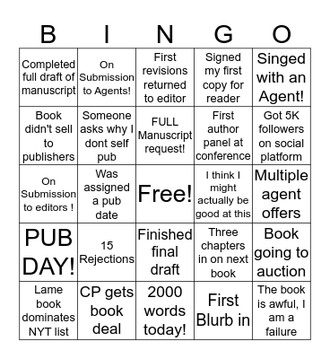 Publishing Bingo Card
