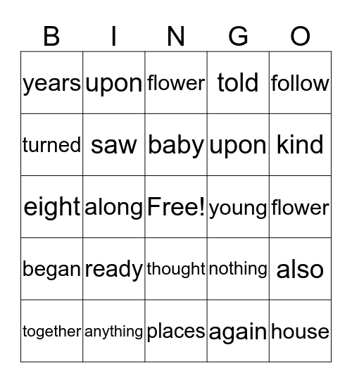 Sight Words (Lessons 21-23) Bingo Card