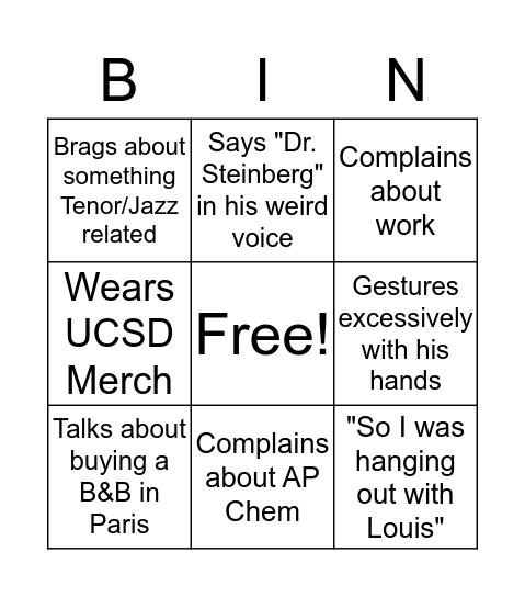 Alan Bingo  Bingo Card